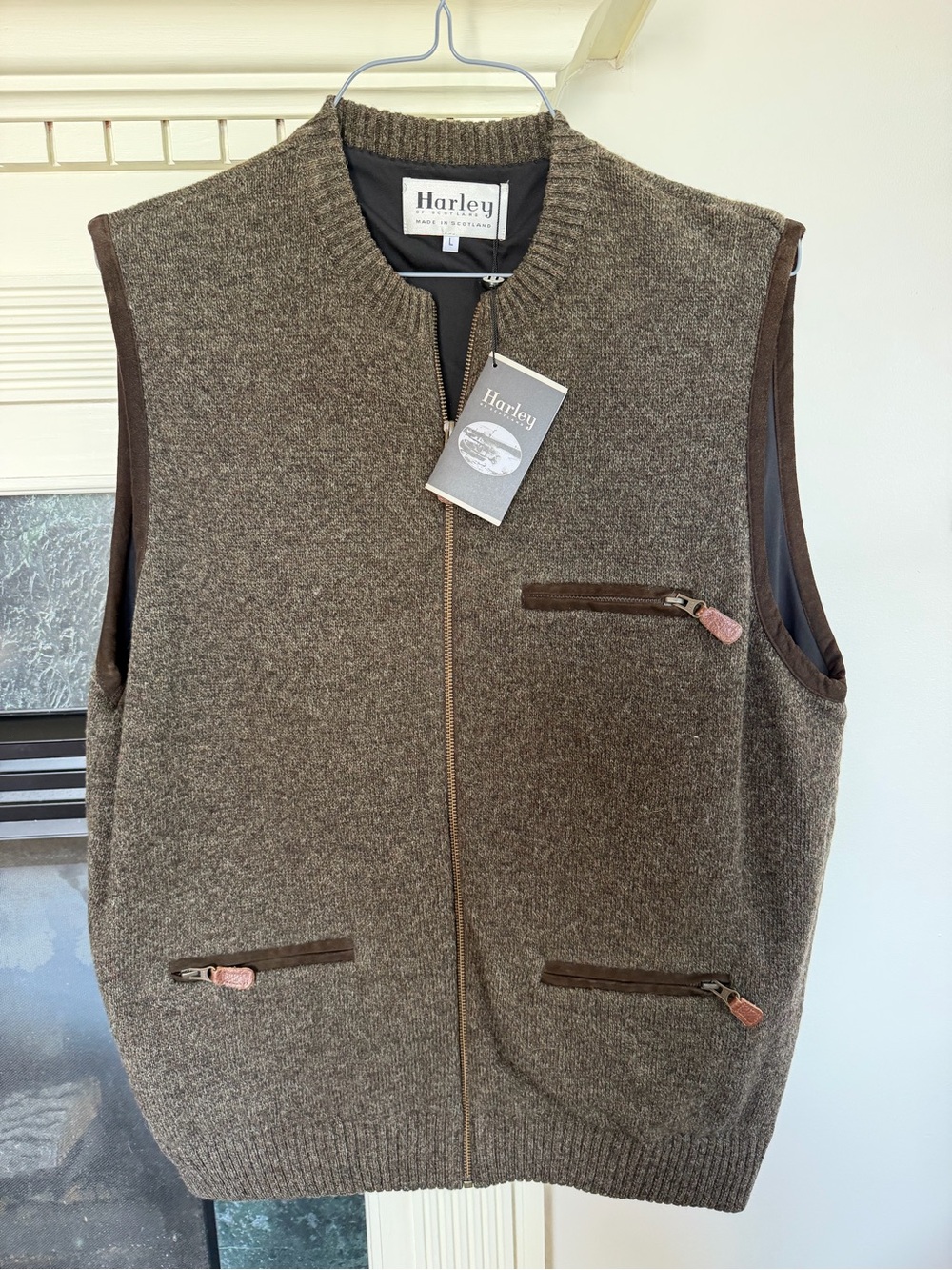 Harley of Scotland Brown Wool Blend Zip-Front Vest